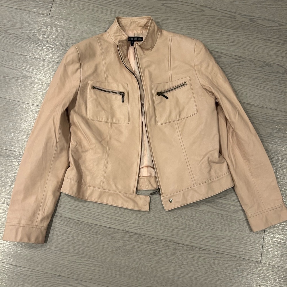 Lafayette 148 Leather Moto Jacket Blush Pink Size 8